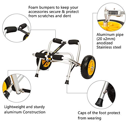 Bonnlo Universal Kayak Carrier Trolley Cart Dolly for Carrying Kayaks