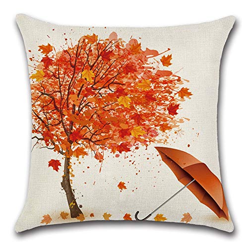 Homyall Fall Cushion Covers Square Decorative Pillow Covers Cotton Linen Maple Throw Pillow Covers Set of 4 Maple Leaf Bicycle Cushion Covers 18x18 inch, 4 Packs (Fall-Maple)