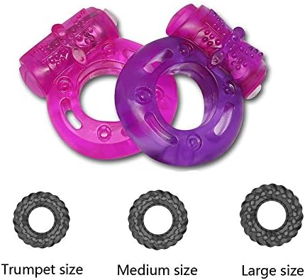 Lovearea 5pcs Silicone Cockring Set with Clit Stimulator (2 x Vibrating Pleasure Rings + 3 Standard Ring) – Pleasure Enhancing Ring Set -Ring Toys for Men