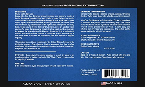Exterminators Choice All-N-One Bug Defense Natural Spray|128oz Roaches|Ants|Silver Fish|Crickets|Spiders|Beetles|Fleas and Ticks|Insect Repellents and Insect Killer Spray. - Thumbnail 4
