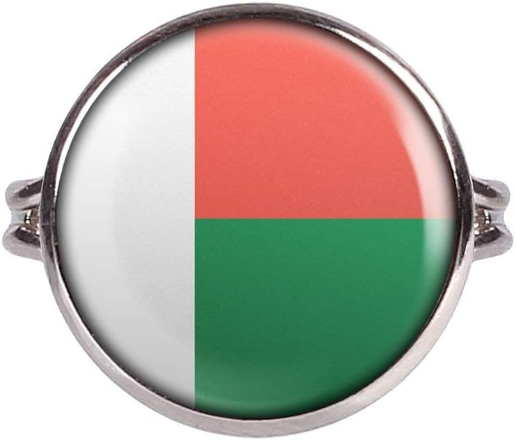 Mylery Ring with Cabochon Picture Madagascar Madagascar Antananarivo Flag Silver Different Sizes