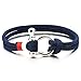 Mens Womens Steel Screw Anchor Shackles Nautical Sailor Navy Blue Rope Cord Wrap Bracelet Wristband