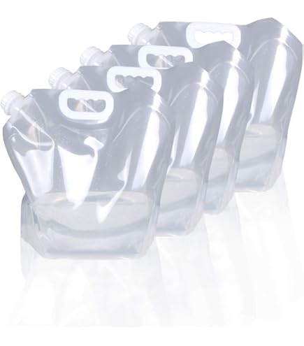 Hakkin Bolsa Plegable Para Agua, 4 Unidades De 10 Litros/(2.6 Galones), Sin Fugas, Congelable, Portátil, Sin BPA, Jarra De Almacenamiento De Plástico De Grado Alimenticio Para Camping, Senderismo