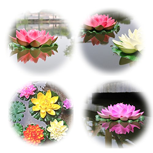 Peach - Floating Water Lotus - Pond Decor Water Lily Foam Flower Artificial Pond Plants 4 Pcs - Thumbnail 5