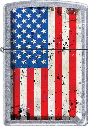 Battered American Flag Old Glory Patriotic Chrome Zippo Lighter