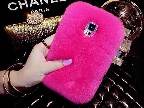 Samsung Galaxy Note 3 Rabbit Fur Hair Case Soft Fluffy Fur Plush Diamond Genuine Rex Rabbit Luxury Bling Warm Handmade Design Shell Sleeve For Samsung Note 3 Case Cover - Peach pink
