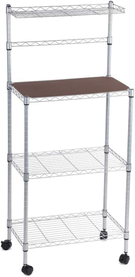 Yosooo Kitchen Baker's Rack, Multi-Layer Metal Standing Storage Rack Microwave Oven Stand with Detachable Wheels, Easy Assembly, 21.65x12.99x47.24 Inch - Standing Baker's Racks