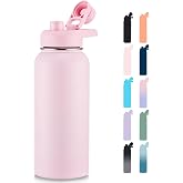 Fijinhom Insulated Water Bottle with Handle, 304 Stainless Steel Water Bottles with Wide Mouth, Double Wall Vacuum Sports Water Bottle, BPA Free, Keep Cold and Hot, 24 Ounces, Coastal Fade