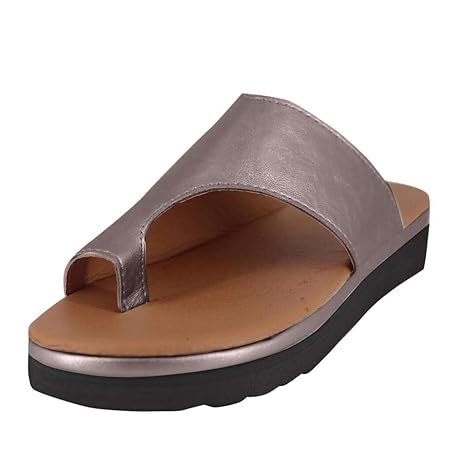 Zilosconcy Womens Fashion Flats Wedges Open Toe Ankle Beach Shoes Roman Slippers Sandals Mode Retro Damen Dicke Zehensandalen