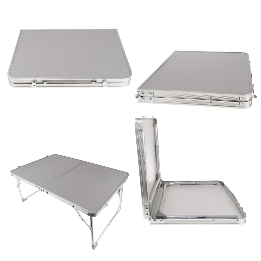Prettyia ピクニックテーブル シルバー キャンプ ベッドルーム アルミ合金折りたたみ式テーブル アウトドア ベッドデスク B07hbd1wwk ノートパソコンサポート チェアベンチ かわいい
