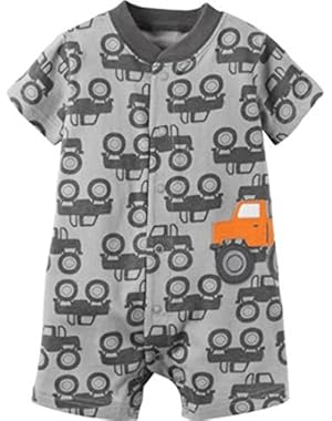Baby Boys Monster Truck Romper Sunsuit Jumpsuit Playwear