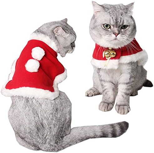 Pet Christmas Costume Cat and Dog Santa Clothes Suit Kitty Deer Antlers Hat Set Party Coat for Small Animals Apparel Holiday