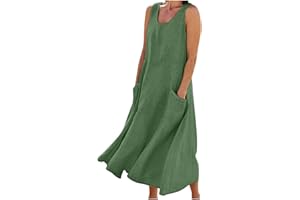 APIVOE Summer Dresses for Women 2024 Linen Sleeveless Maxi Dresses Casual Plus Size Sundresses Flowy Vacation Long Dresses