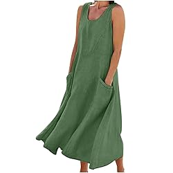 Women's Summer Cotton Linen Long Dress Sleeveless
