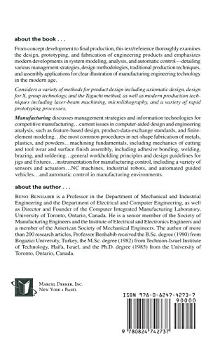 Manufacturing: Design, Production, Automation, and Integration (Manufacturing Engineering and Materials Processing)