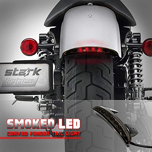 Stark 16-LED Motorcycle Chopped Rear Fender Edge LED Brake License Plate Tail Light Stop Running Light Turn Signal Lamp for Harley Sportster XL883N 1200N XL1200V XL1200X (Smoked Black) - Thumbnail 5