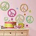 RoomMates Peace Signs Peel and Stick Wall Decals with Glitter,Multicolor