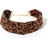 Ymqewq Kenfery Vintage Leopard Velvet Wide Choker Brown Thick Choker Necklace Punk Collar Jewelry Prom Dates Holiday Gift (Brown)