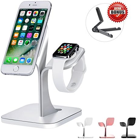 Watch Phone Tablet Stand Holder ,VOUO Seed-shape Mount Universal 2 in 1 Aluminum Nano Micro Suction Dock /Cradle,all Android Smartphone, IPad, IPhone,Apple Watch desktop Charging Station