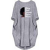 WbJetr Women's Long Sleeve Pocket Dress Black Woman Afro Brave Blessed Tunic Tops
