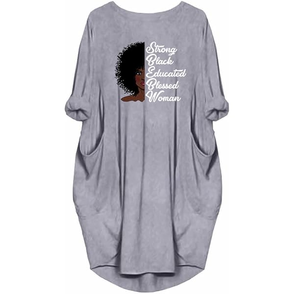 Jiama Womens Let It Be JiaMa Let It Be Long Sleeve Loose Pocket Oversize Tunic Dress With Large Oversized Dresser