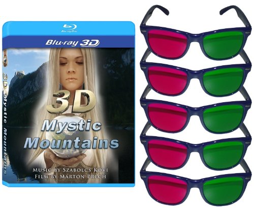5 Premium Plastic Green/Magenta 3D Glasses with Bonus 3D Film
