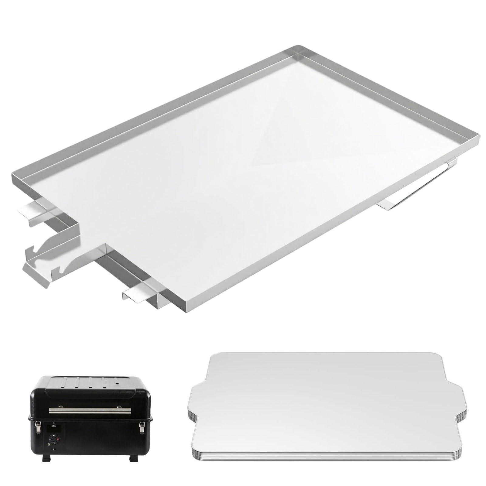 Photo 1 of BAC475 Drip Pan Tray Kit for Traeger TFT18KLD, Heat Baffle and 10-Pack Grease Drip Tray Liners for Traeger Scout & Ranger Pellet Grills, Drip Pan Replacement Parts for BAC458 Traeger Drip Tray Liners