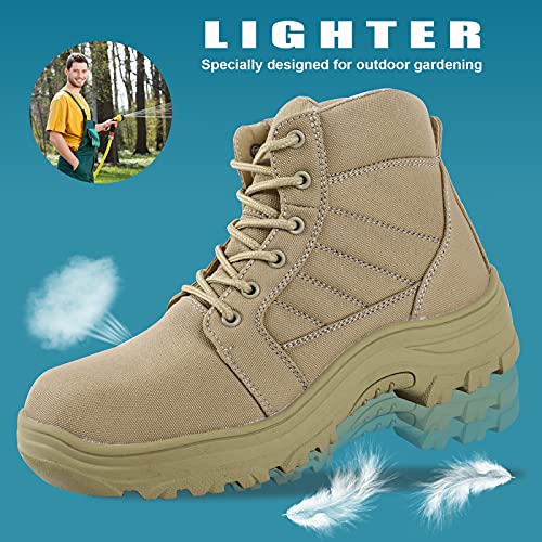 BOIWANMA Tactical Work Boots for Men Breathable Lightweight Hiking Men