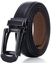 Marino Men&rsquo;s Genuine Leather Ratchet Dress Belt with Open Linxx Buckle, Enclosed in an Elegant Gift Box - Black - Style 156 - Custom: Up to 44