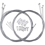 Hotop 2 Set Road Bike Brake Cable Bicycle Gear Cable Wire with Caps Complete Inner Replacement Set