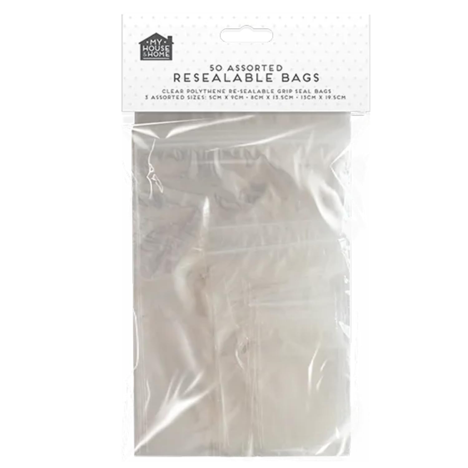 Clear Plastic Resealable Grip Seal Bags, Pack of 50 - Durable, Assorted Sizes, Perfect for Keeping Contents Safe & Secure