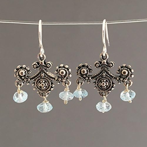 SALE Silver Blue Topaz Chandelier Earrings