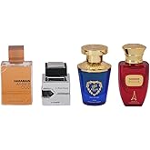 Al Haramain Fragrance Gift Set for Unisex – 4×10ml Each, (Amber Oud Gold Edition + L'aventure + Azlan Oud Bleu Edition + Rouge)
