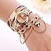 Rhinestone Bracelet Watch COOKI Clearance on Sale Women Analog Leather Lady Watches Female watches-H68 (Beige)