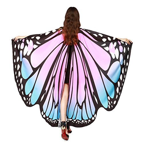 VESNIBA Christmas Party/Thanksgiving Day Prop Soft Fabric Butterfly Wings Shawl Fairy Ladies Nymph Pixie Costume Accessory (168X135CM, B-Pink) - Thumbnail 5
