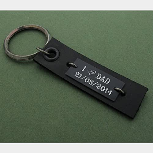 Black Keychain Pesonalized Leather Accessory Engraved