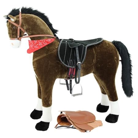 Sweety Toys 10769 Plüsch XXL Stehpferd Reitpferd „Chocolate“ Größe ca.125 cm mit Sattel