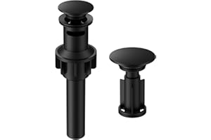 Bathroom Sink Drain with Overflow, Hurran Matte Black Bathroom Sink Stopper for Bathroom Vanity Vessel Sink, Rapid Draining Plastic Pop-up Sink Drain with Hair Catcher Anti-Clog Strainer