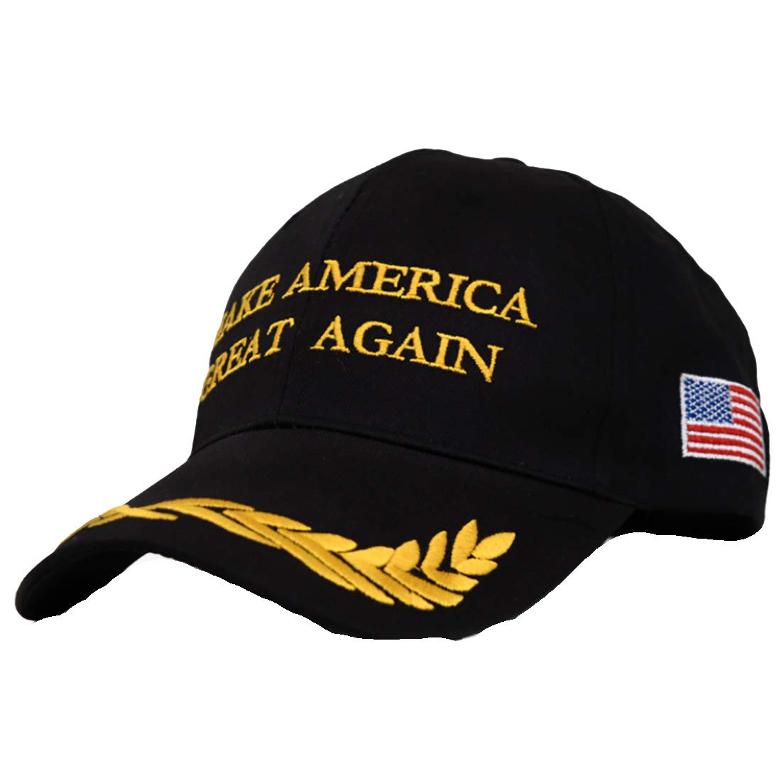 eBoutik - Keep America Great Cap - Christmas MAGA Make America Great Again USA Cap - Halloween President Trump HAT Fancy Dress (MAGA - Black with Crest Make Amercia Great Again)