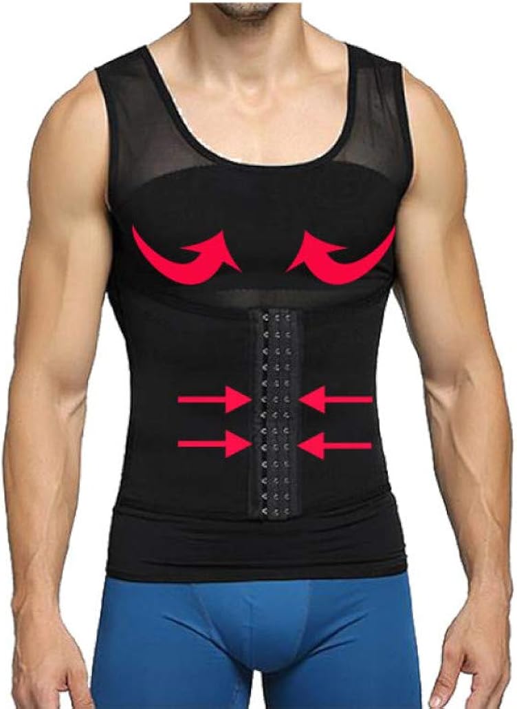 Men's Abdomen Undershirt Slimming Tank Tops Breathable Vest Back