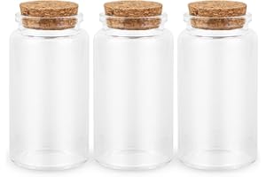 ZOEYTAK 3PC100ML Empty Glass Jars with Cork Stoppers for DIY Art Crafts Projects Decoration Party Supplies and Wedding Party Favors for DIY Art Crafts Projects Decoration Party Supplies Wedding