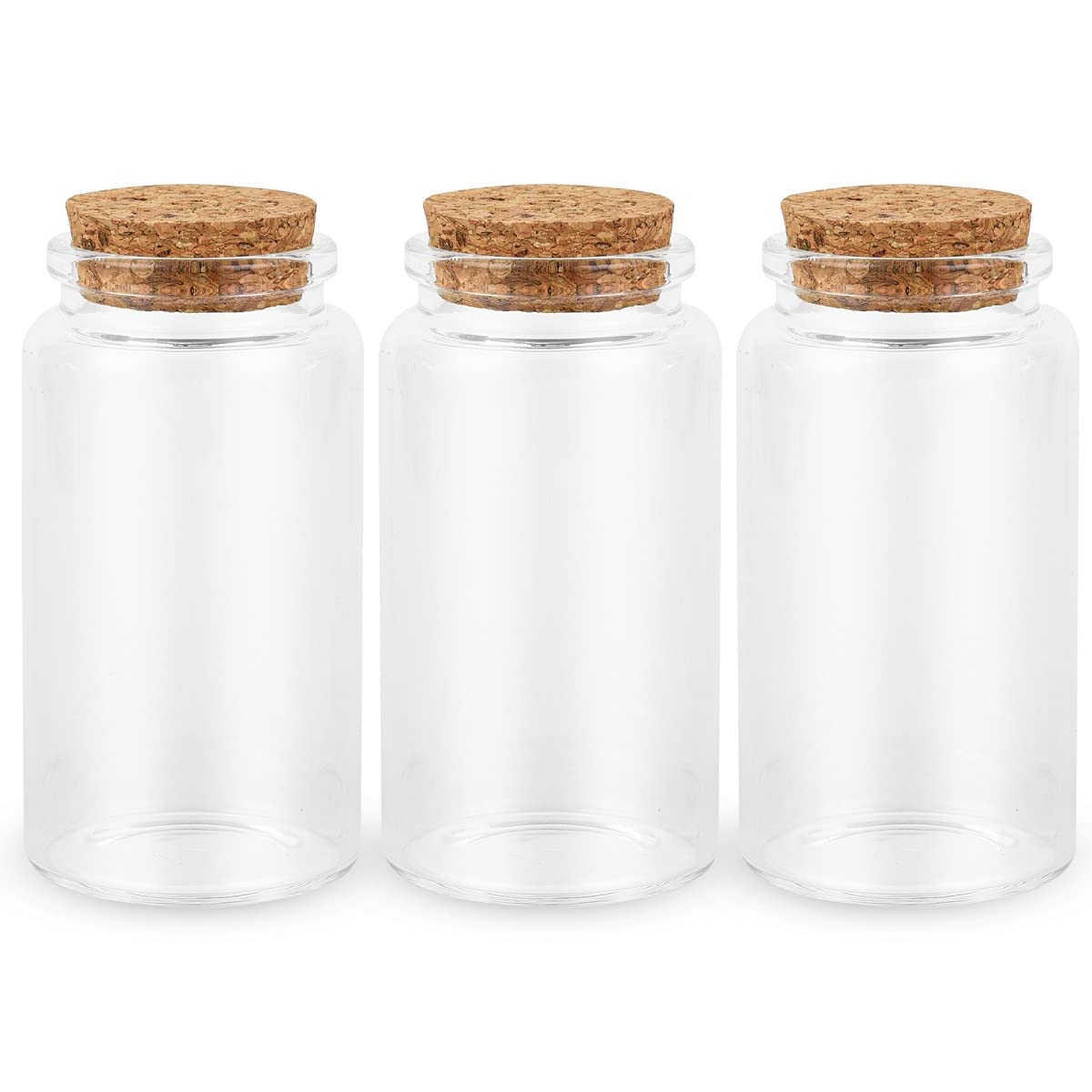 3PC100ML Empty Glass Jars with Cork Stoppers for