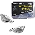 SINGMATOOLS Fast Snap on Dropshot Weight Removable Sinkers Jigheads for Weedless Ned Rig Jig Heads Texas Rig Weighted Swimbait w/o Hooks Offset Worm Hooks for Bass Fishing 1/2 1/4 3/4 1/8 3/8 3/16 OZ
