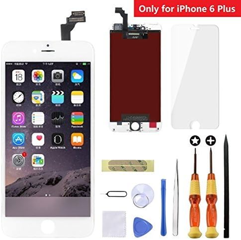 iPhone 6 Plus Screen Replacement White,Goldwangwang 5.5inch LCD Touch Screen Digitizer Replacement Fully Frame Display Assembly Set with Repair tool kit + Tempered Glass Screen Protector + Instruction