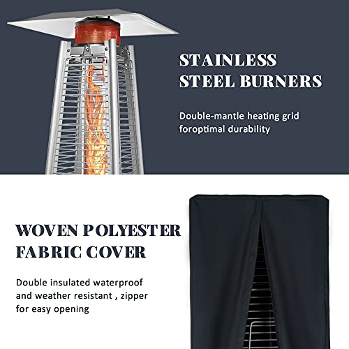 PAMAPIC Patio Heater with Cover, 42,000 BTU Pyramid Flame Outdoor Heater, Quartz Glass Tube