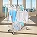 Rackaphile Collapsible Adjustable Double Rail Rolling Clothing Garment Drying Rack, Chrome Finish
