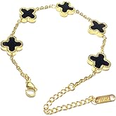Fxkoolr 18K Gold Plated Bracelet, Clover Bracelet Set for Women Four Leaf Link Lucky Bracelets Trendy Jewelry Gifts for Women