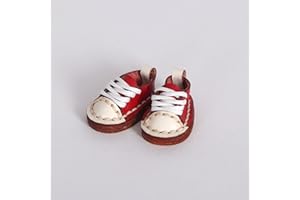 XiDonDon BJD Doll Shoes Low-top Handmade Leather Shoes for OB11,Body9,GSC,1/12bjd Doll Accessories (Red)