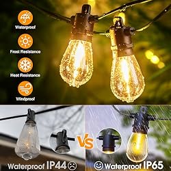 Outdoor String Lights with Remote - Dimmable 100FT