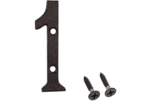 Betorcy 3 Inch Address Number, House Numbers for Outside, Cast Iron Metal Garden Door Mailbox Decor with Screws, Black Number 1
